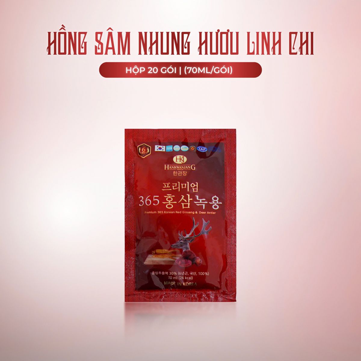 Nước Hồng Sâm Nhung Hươu Linh Chi Hàn Quốc 20 Gói